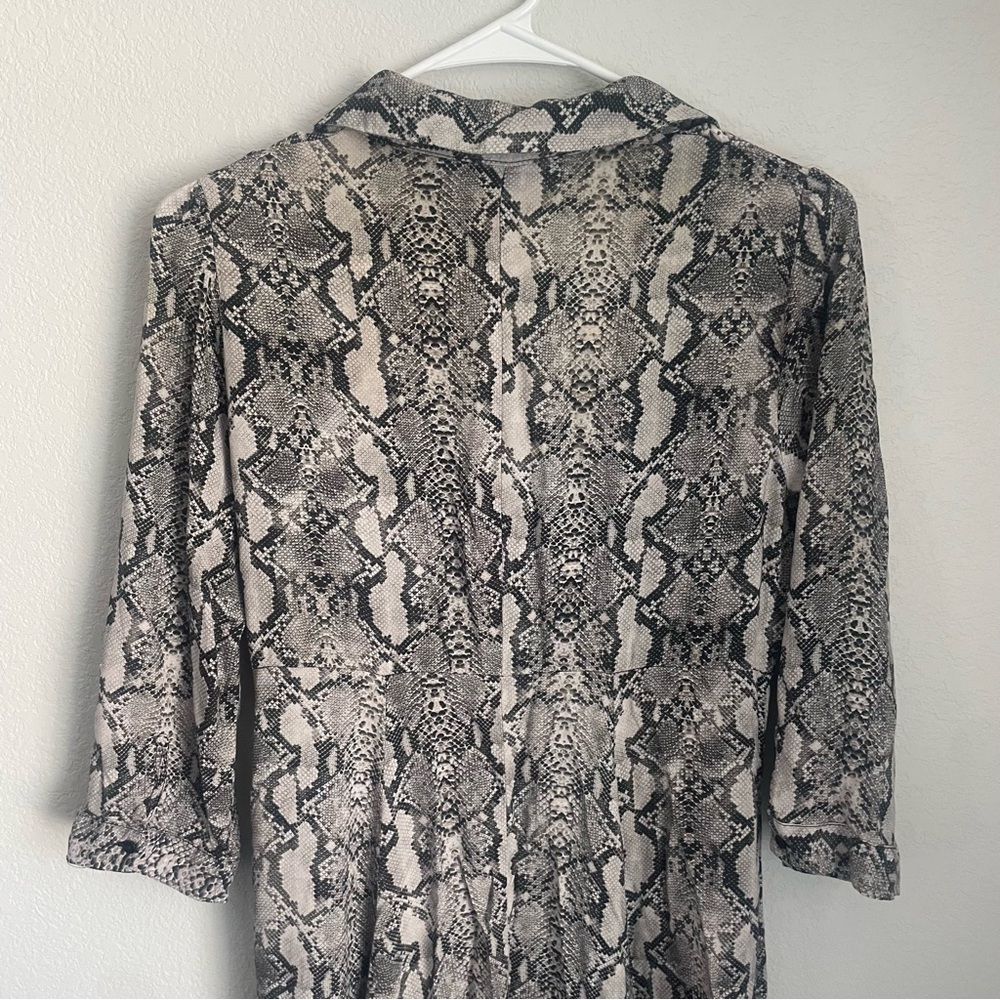 Zara Snake Print Maxi Shirt Dress Black Gray Animal Print Women’s XS - Picture 7 of 14